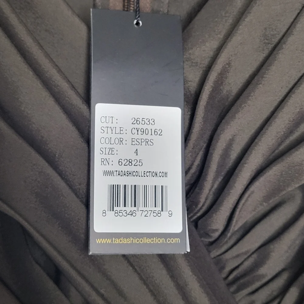 Tadashi Shoji Mother Of The Bride Taffeta Top ONLY Size 4 Espresso Brown Jewel - Picture 12 of 16